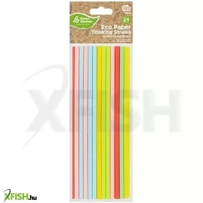Színes papír szívószál, 24 db-os, 20 cm