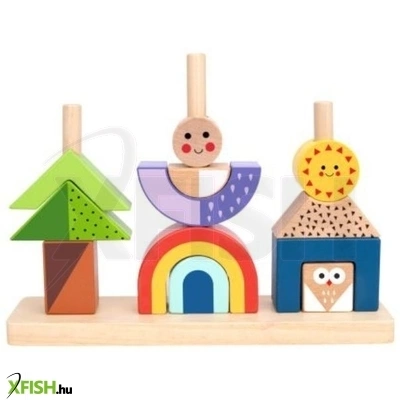 tooky toy: fa montessori építőjáték - kirándulás nappal és éjjel