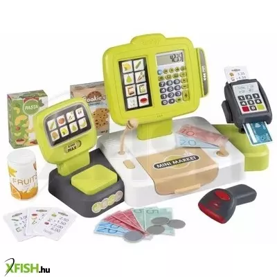 Smoby: Elektronikus pénztárgép szett, 30 db-os - zöld