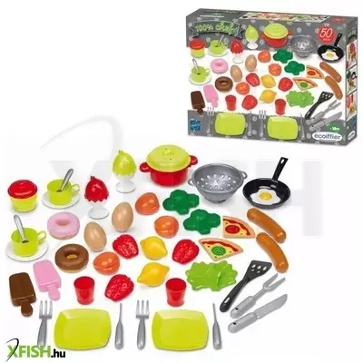 Ecoiffier: Nagy élelmiszer és kiskonyha szett - 50 db-os