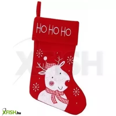 rénszarvas mintás karácsonyi zokni - piros/fehér, 45 cm