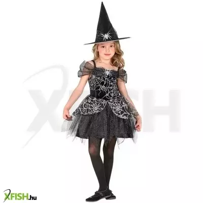 Ezüst pókhálós boszorkány jelmez - 128 cm