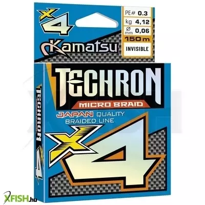 Kamatsu Braided Line Techron Micro Braid X4 Invisible Fonott Pergető Zsinór 150m 0,06mm 4,12Kg