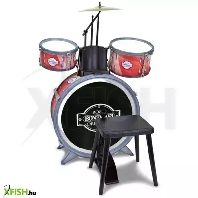 Bontempi: 4 részes rock dob szett kisszékkel - piros/fekete