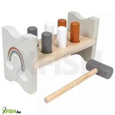 Tryco: Szivárvány mintájú kalapálós asztal, fa