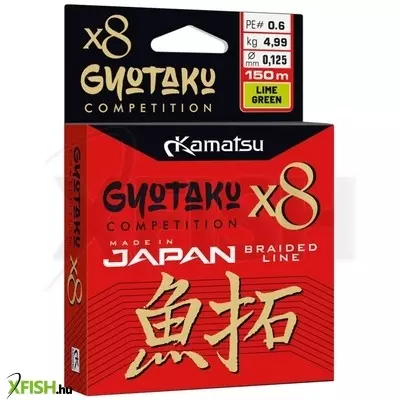 Kamatsu Gyotaku Competition X8 Fonott Zsinór Lime Green 150m 0.125mm 4.99Kg