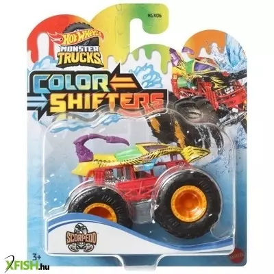 Hot Wheels: Színváltós Monster Trucks autó, 1:64 - Scorpedo