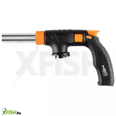 Neotools gázforrasztó, gázégő fej, réz, csavaros, 227g-os palackhoz, pisztolymarkolat, piezo, gázszabályzó szelep, 360 fok