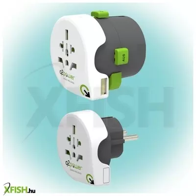 Q2power 2.100130 utazóadapter, qdapter 360 usb, két készülék a szettben qdapter (usb aljzattal) és world to europe
