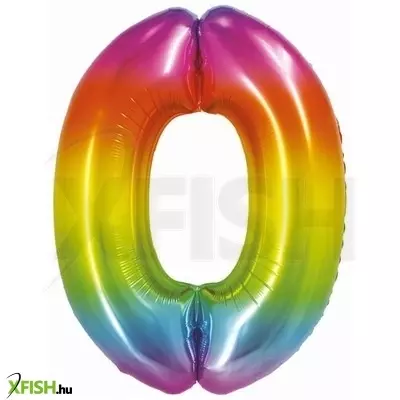 Szivárvány színű, számos fólia lufi, 76 cm - 0