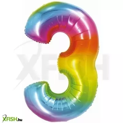 szivárvány színű, számos fólia lufi, 76 cm - 3
