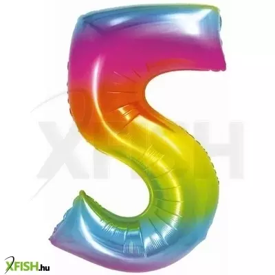 szivárvány színű, számos fólia lufi, 76 cm - 5