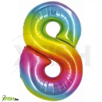 szivárvány színű, számos fólia lufi, 76 cm - 8