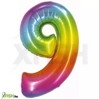 Szivárvány színű, számos fólia lufi, 76 cm - 9