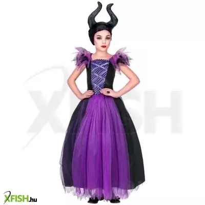 Demóna jelmez fejdísszel - 128 cm