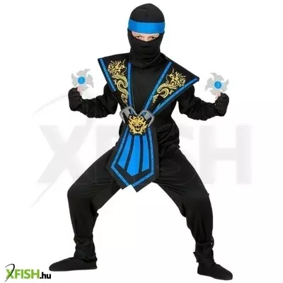 Kék harcos Ninja jelmez fegyverekkel - 128 cm