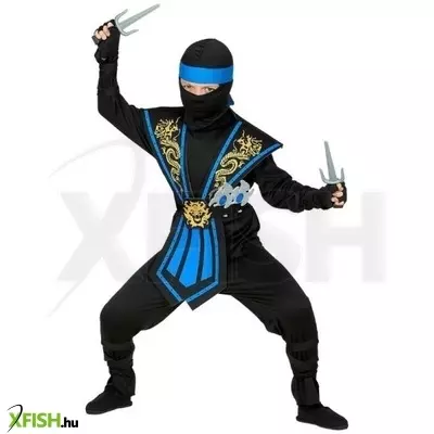 Kék harcos Ninja jelmez fegyverekkel - 158 cm