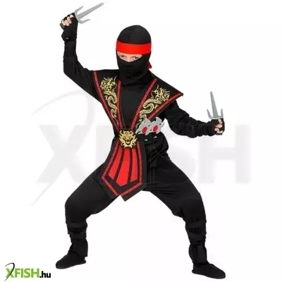 Piros harcos Ninja jelmez fegyverekkel - 128 cm