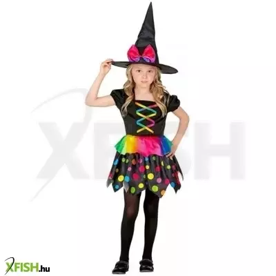 Színes pöttyös boszorkány jelmez - 140 cm, 8-10 év