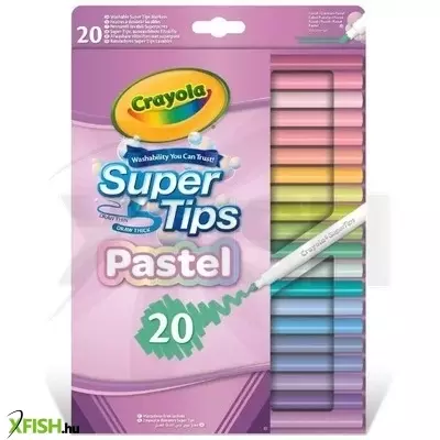 Crayola: SuperTips kimosható filctoll készlet, pasztell - 20 db-os