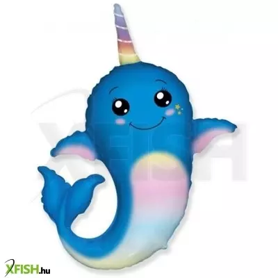 Narvál formájú fólia lufi - 36 cm