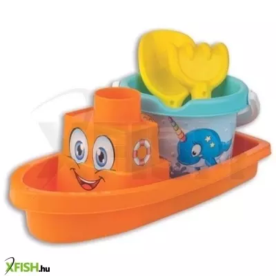 homokozó készlet hajóval – tengeri állatok, 35 cm