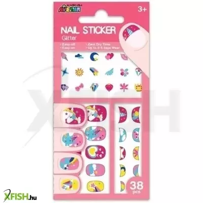 Avenir: Csillogó körömmatrica szett - Unikornisok