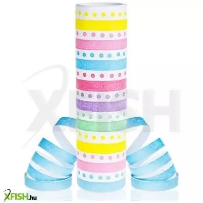 Csíkos és pöttyös szerpentin, pasztell - 18 x 4 m