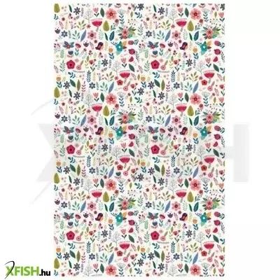 Virág és madárka mintás asztali futó, papír - 200 cm