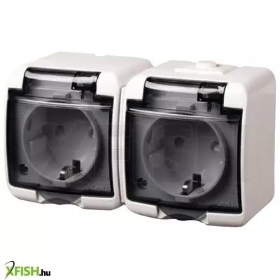 Gao 22121 2 férőhelyes földelt aljzat, kültéri ip44 kivitel, 230 v~ / 50 hz / 16 a, fehér-füst