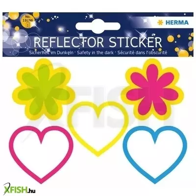 Fényvisszaverő matrica, 5 db-os - Virágok és szívek