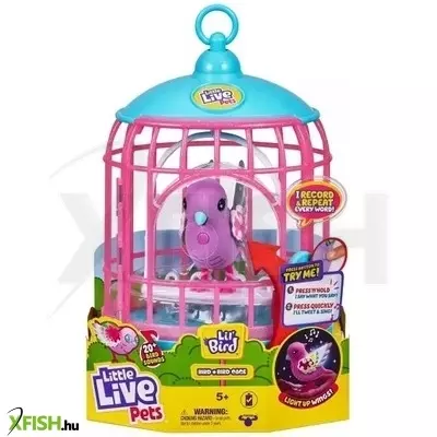 Little Live Pets: Polly Pearl, az interaktív lila papagáj kalitkában