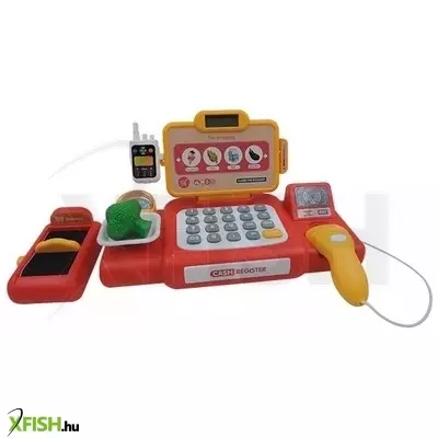 Pénztárgép játékszett kiegészítőkkel - 37 db, piros