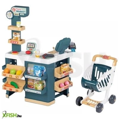 Smoby: Szupermarket játékszett bevásárlókocsival - 42 db-os