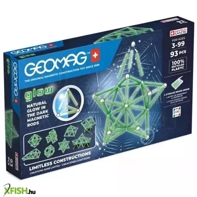 Geomag Glow: Sötétben világító mágneses építőjáték készlet - 93 db-os