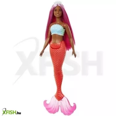 Barbie Dreamtopia: Színes hajú sellő baba narancssárga uszonnyal