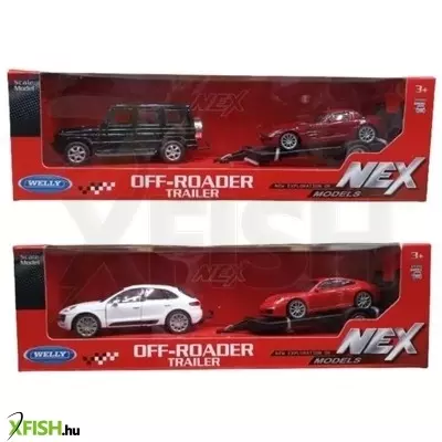 Welly: Fém pótkocsis kisautó, 1:32 - többféle