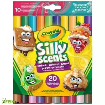 Crayola Silly Scents: Kétoldalú, tompahegyű filctoll készlet - 10 db-os