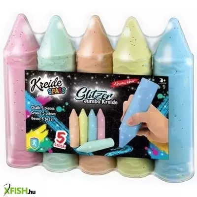 jumbo csillámos aszfaltkréta szett, 19 cm - 5 db-os