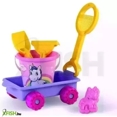 Homokozó készlet húzós kiskocsiban - Unikornis