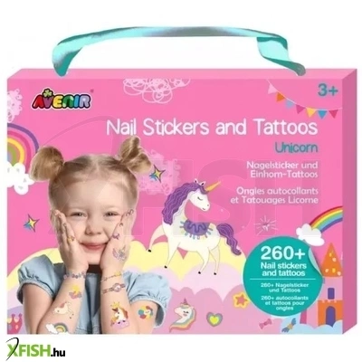 avenir: tetováló- és körömmatrica készlet - unikornisok