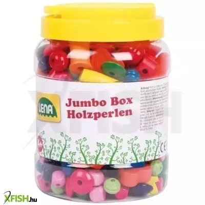 lena: fa gyöngy készlet műanyag tárolóban