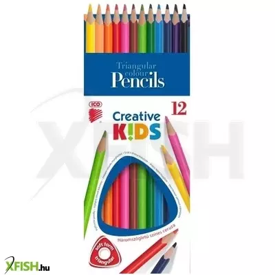 ico creative kids: háromszögletű színes ceruza - 12 db-os