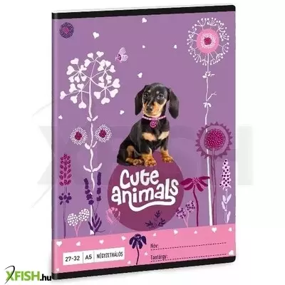 Cute Animals: Tacskó négyzetrácsos füzet - 27-32, A5