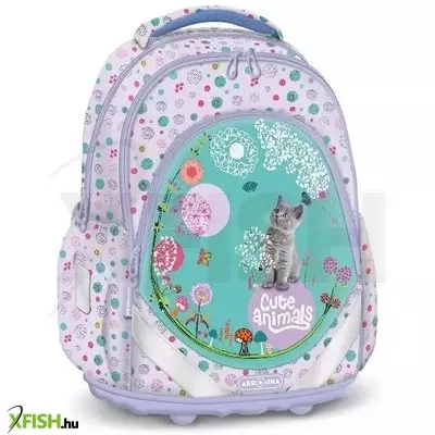 Cute Animals: Cica mintás ergonomikus iskolatáska