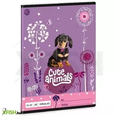 Cute Animals: Tacskó vonalas füzet - 4. osztálytól, A5