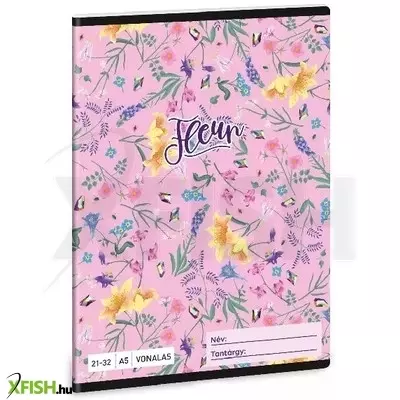 Fleur: Virágmintás vonalas füzet, 4. osztálytól, A5