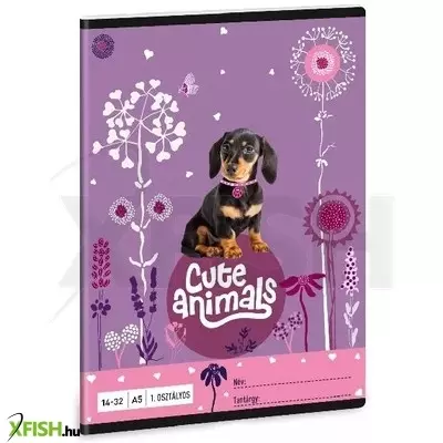 Cute Animals: Tacskó vonalas füzet - 1. osztályos, 14-32, A5