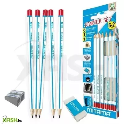 Mitama: Háromszögletű grafit ceruza készlet radírral és hegyezővel