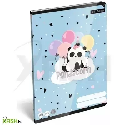 Pandacorn: Panda mintás négyzetrácsos füzet, A5